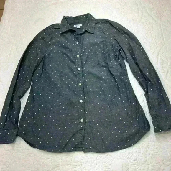 Old Navy Tops - Old Navy The Classic Shirt Polka Dot Button Front Dark Gray - Size‎ SP